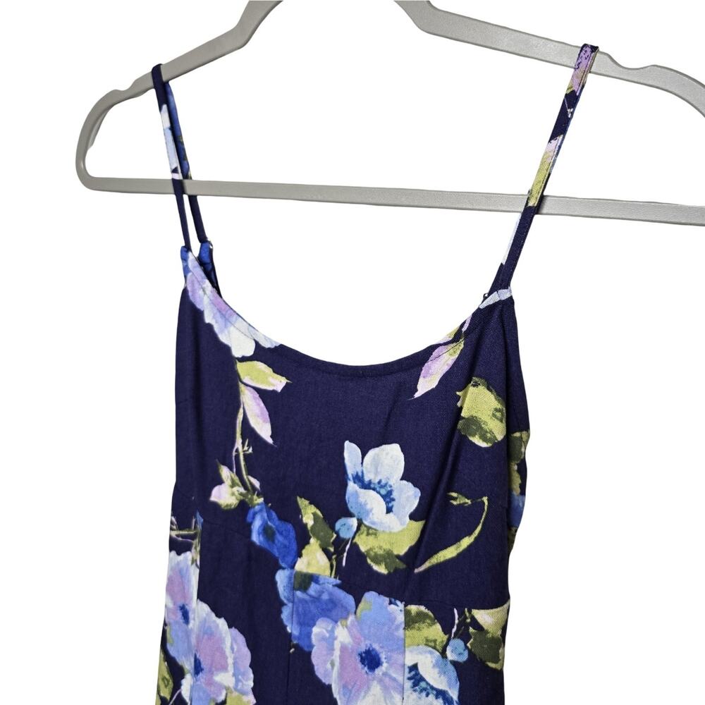 Lulus Mini Dress Womens XS Blue Floral Linen Blend Fit Flare Cottagecore NWT - Picture 8 of 16